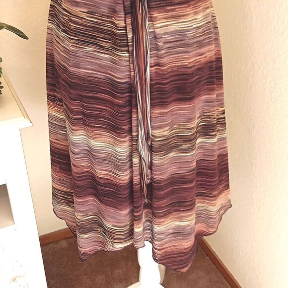 Vol. 1 Textured Brown Striped Dress. Career. Boho. - Picture 7 of 9